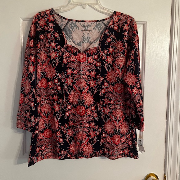 NWT Talbots floral pattern blouse 3/4 sleeve - Picture 1 of 10